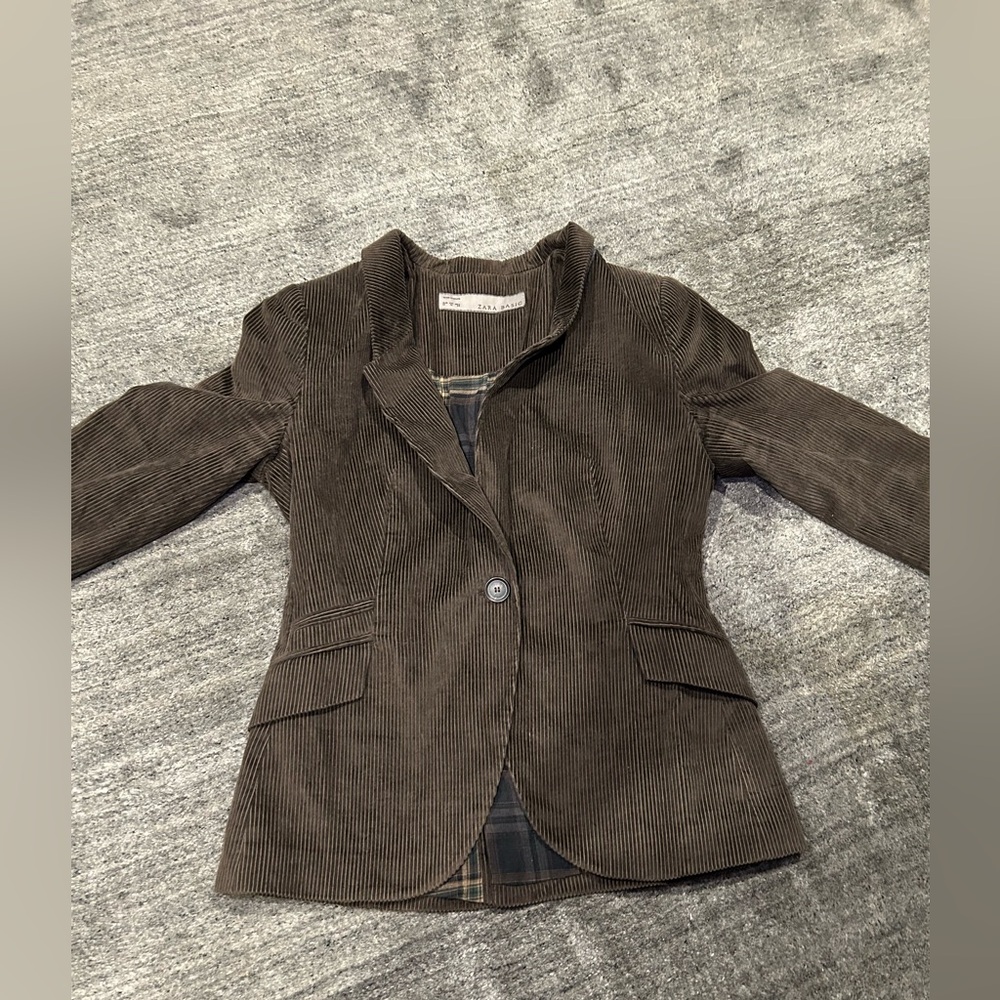 Zara Dark Brown Corduroy Blazer